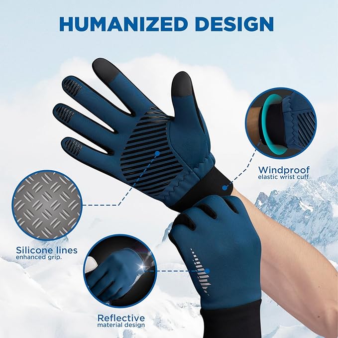 SIMARI Winter Gloves Women Men Ski Snow Gloves Liner Thermal Warm Touch Screen, Suit for Running, Cycling, Biking, Hiking, Driving, Walking, Typing, Freezer Work, Sports, Soccer, Shooting, Gaming 102