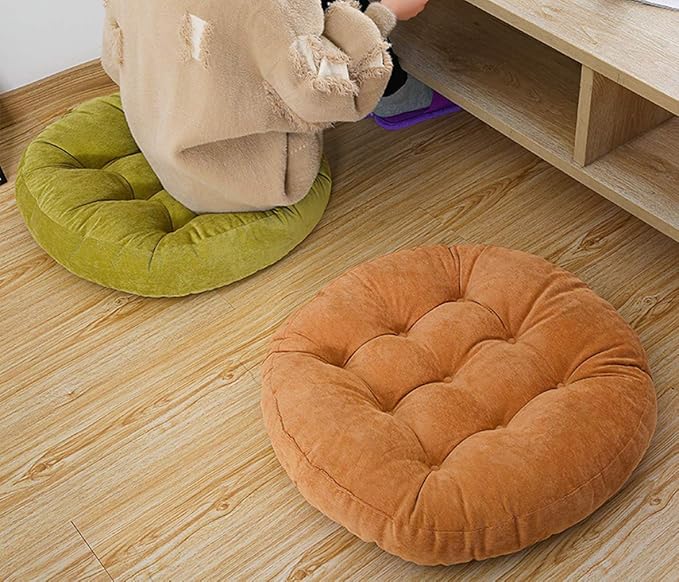 Tiita Round Cushion 22"x22" Floor Seat Pillows Meditation Pillow for Seating on Floor Windows Pad for Yoga Living Room Sofa Balcony Indoor Outdoor, Green