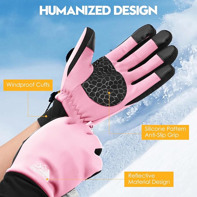 Bruvoalon Winter Gloves for Women & Men, 3M Thermal Insulation, Lycra Fabric, Windproof, Touchscreen, Anti-Slip, Cold Weather