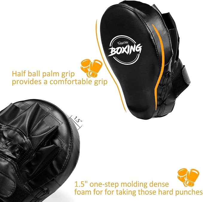 Valleycomfy Boxing Curved Focus Punching Mitts- Leatherette Training Hand Pads