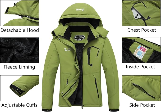 MOERDENG Women's Waterproof Ski Jacket Warm Winter Snow Coat Mountain Windbreaker Hooded Raincoat Jacket