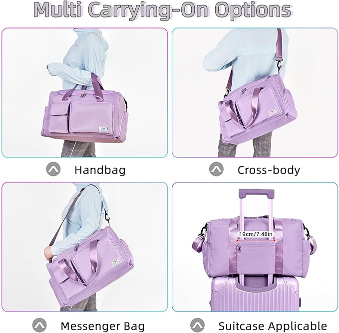 FIORETTO Women's Gym Duffle Bag with Shoes Compartment, 37L Capacity, Ideal for Travel, Gym, Sports, Duffel, Weekender