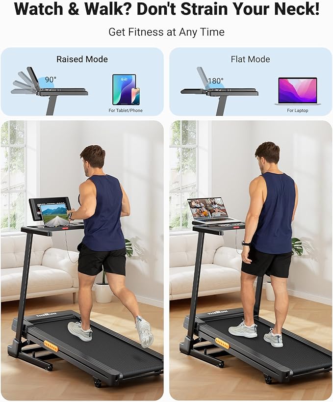 THERUN Treadmill with Incline, 3.0 HP Foldable Treadmills for Home, Brushless Motor Auto Incline Treadmill, 12 Level Adjustable, 300 LBS Capacity, Quiet Running