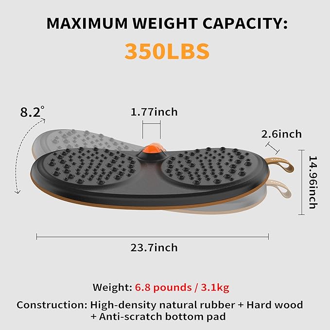 Trobing Standing Desk Mat Balance Board with Rollerball, Wooden Wobble Anti Fatigue Mat Balance Board for Standing Desk, Home Office Non-Slip Comfort Floor Mat to Relieve Foot, Knee, and Back Pain