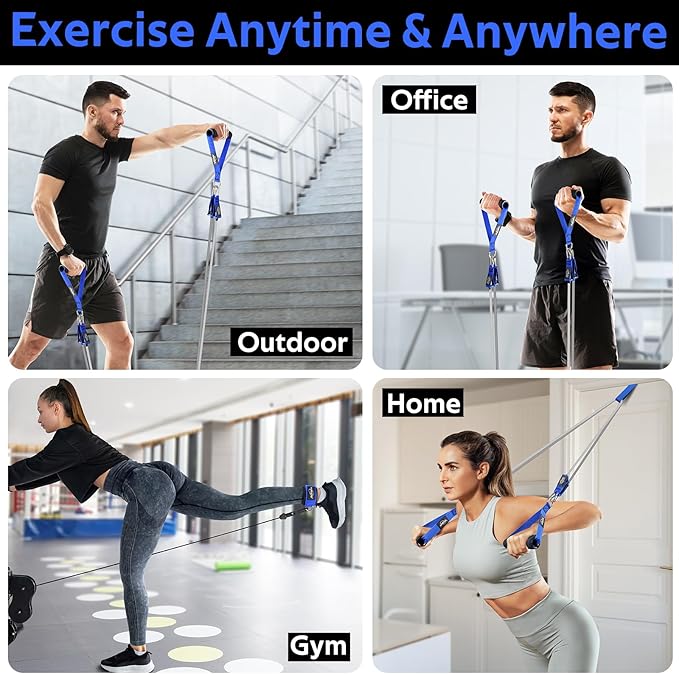 WALITO Resistance Bands Set - Exercise Bands with Handles, Door Anchor, Legs Ankle Straps, for Heavy Resistance Training, Physical Therapy, Muscle Training, Yoga, Home Workouts