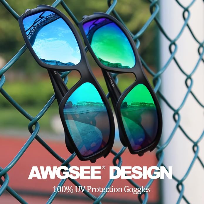 Polarized Sports Sunglasses for Men 100% UV Protection Wrap Around Unbreakable Sun Glasses for Fishing Driving