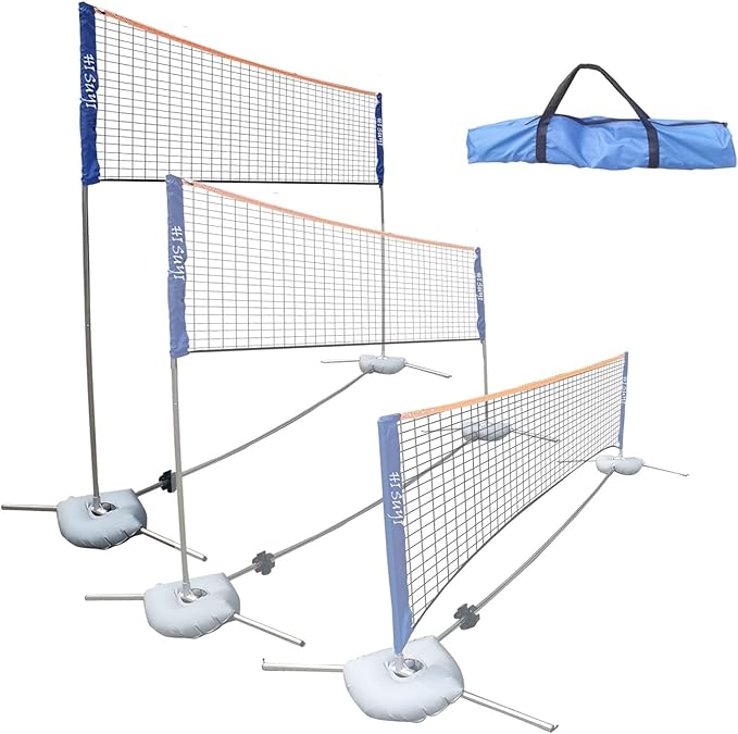 Portable Height Adjustable Badminton Volleyball Tennis Net Set Multi-Purpose Sports Equipment with Poles Stand and Carry Bag for Kids Adult Outdoor Exercise