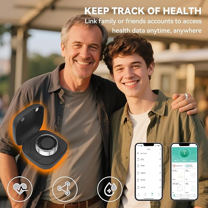 Smart Ring for Men Women with Black Charging Box, Bluetooth, Health Ring , IP68 Waterproof, Fitness Ring Tracks Heart Rate/Sleep/Steps/Sports Activities/Blood Oxygen,non-subscription app (Silver, 13)