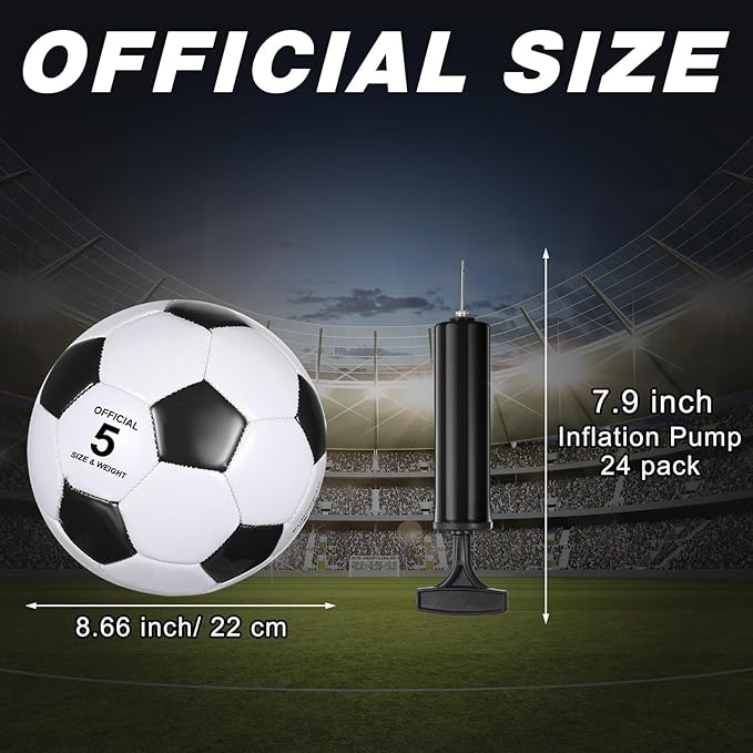 Sotiff 24 Pcs Size 5/4 Soccer Ball Bulk with 24 Pump Deflated Soccer Balls for Kids Teen Football Bulk for Game Training School Team Sports Adults Player Practice Outdoor