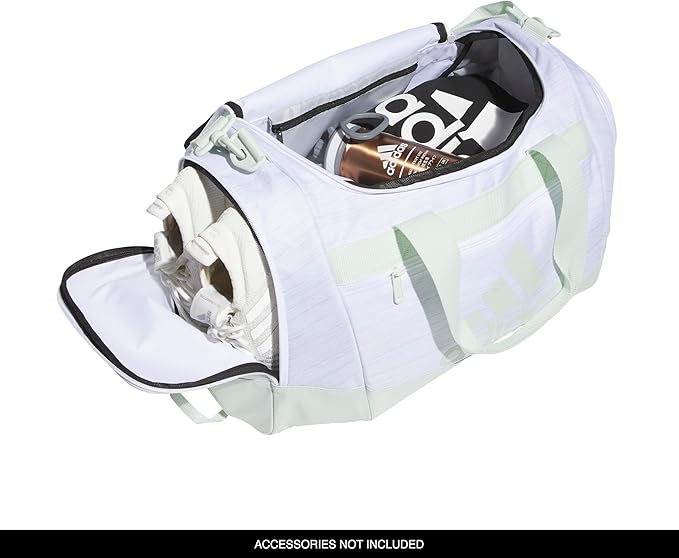 adidas Unisex Defender 4.0 Gym Duffel Bag for Men and Women, Two Tone White-Clear Onix/Linen Green, Small (38L)