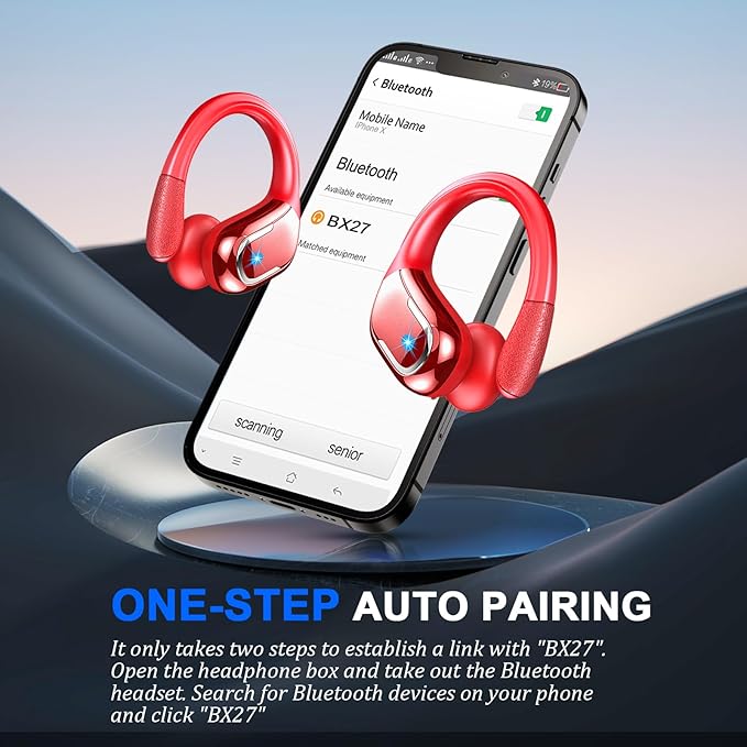 Wireless Earbuds Sport Bluetooth Headphones 5.4, 2025 Bluetooth Earbuds 75Hrs Stereo, 4 HD Mic, Over-Ear Buds with Earhooks ENC Noise Canceling Earphones, IP7 Waterproof Headset for Workout/Running