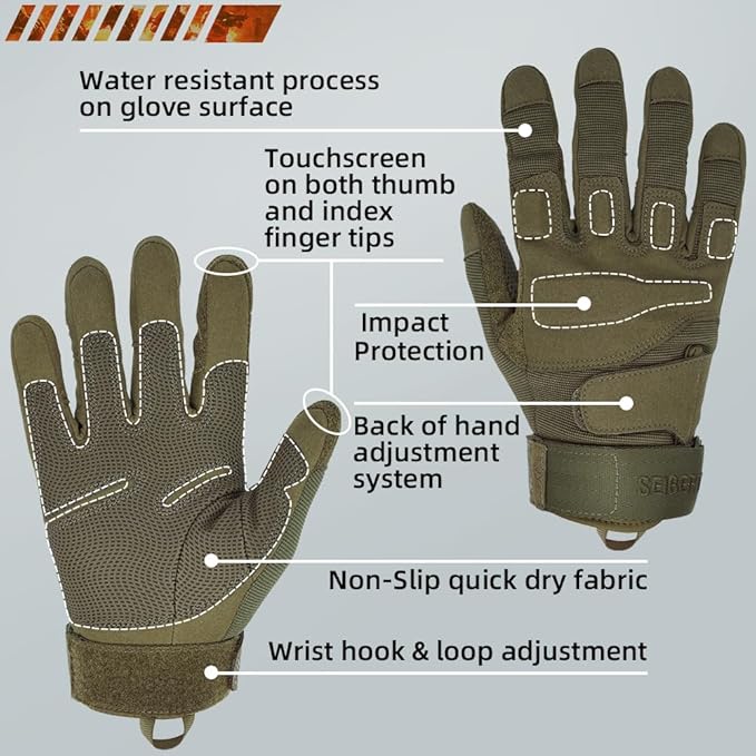 Seibertron Adult Or Youth S.O.L.A.G Sports Outdoor Water Resistant Full Finger Touchscreen Gloves