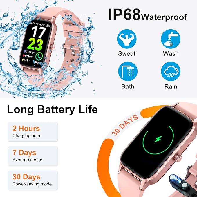 Smart Watch for Women(Answer/Make Call), 2025 HD Fitness Activity Tracker 1.57” Smartwatch with Heart Rate/Sleep Monitor/Pedometer/Calories/110+ Sports, IP68 Waterproof Fitness Watch for Android iOS