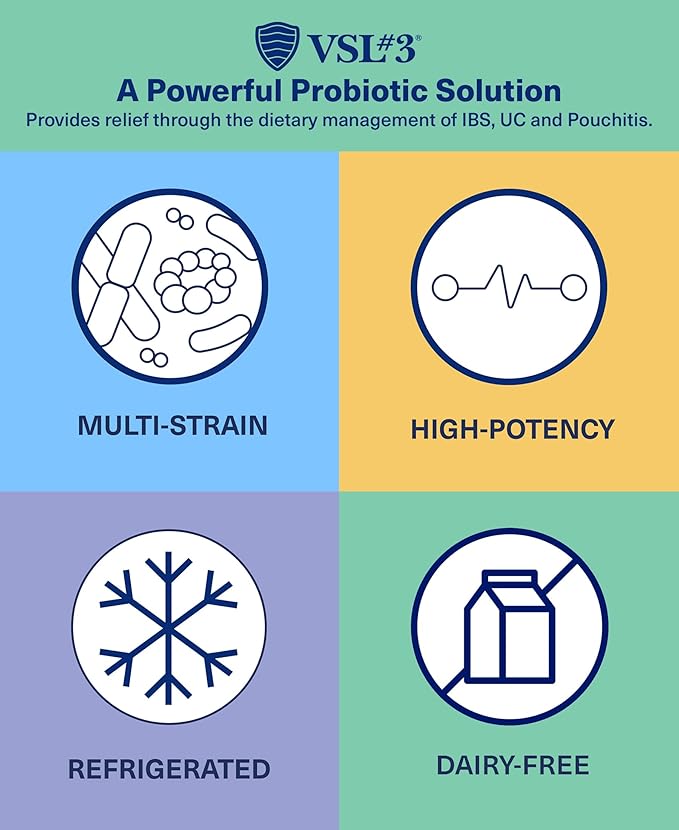 VSL #3® Probiotics for Digestive Health, IBS & UC Symptoms - 112.5B CFUs, High-Potency, Multi-Strain, Live, Refrigerated Probiotic, Medical Food for Gut Health Support in Men & Women, 180 Capsules