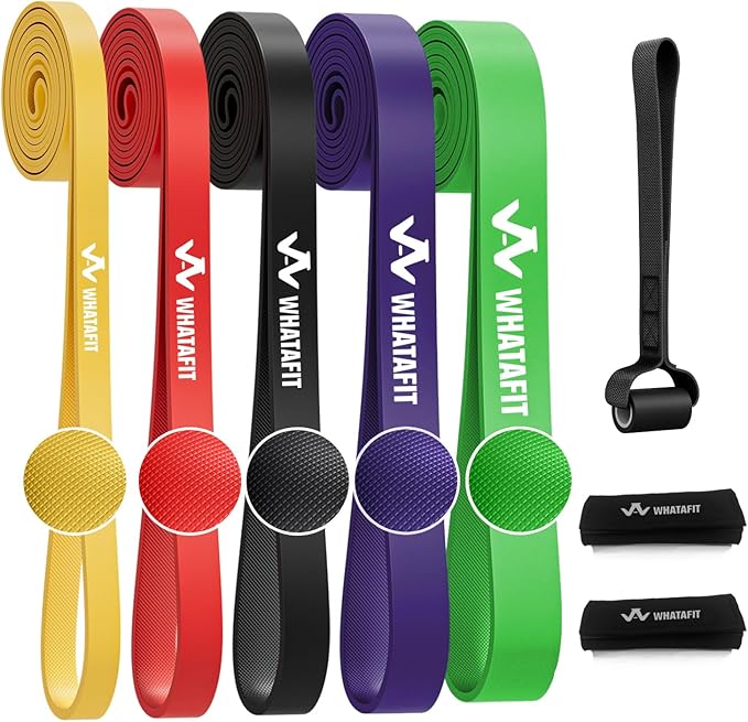 WHATAFIT Resistance Bands, Pull Up Assistance Bands, Exercise Bands, Workout Bands Set for Men and Women Home Fitness, Body Stretching, Strength Training, Physical Therapy