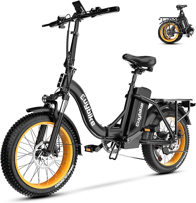 Folding Electric Bike for Adults with Peak 1000W Motor, 48V 20AH Battery up to 30MPH 80 Miles, 20" Fat Tire All Terrain Ebike, Front Suspension 7-Speed Commuter E Bike, Step-Thru, UL Certified
