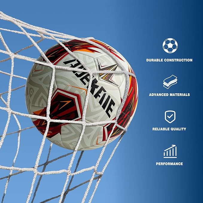 Soccer Ball Size 5 for All Age Recreational or Professional Outdoor Practice, PU Official Size&Weight, Size 5 Soccer Ball for Boys Youth Adults College Team, Ideal Gifts with Pump and Carry Net