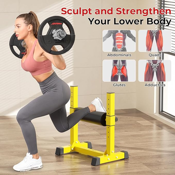 BODYRHYTHM Bulgarian Split Squat Stand, Single Leg Squat Roller Stand with 9 Adjustable Roller Heights for Squats, Leg Lunges, Lower Body Training.