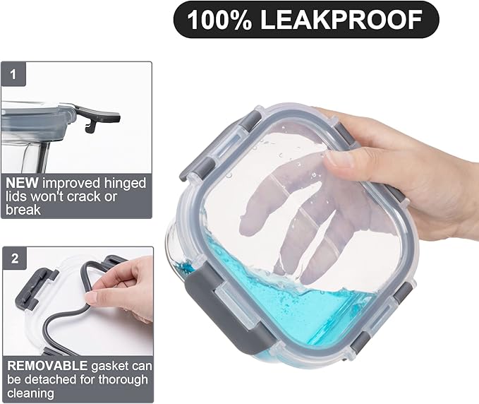 Glass Food Storage Containers with Lids Airtight, Glass Meal Prep Containers for Lunch, Glass Container Set, BPA Free(20 Pieces)