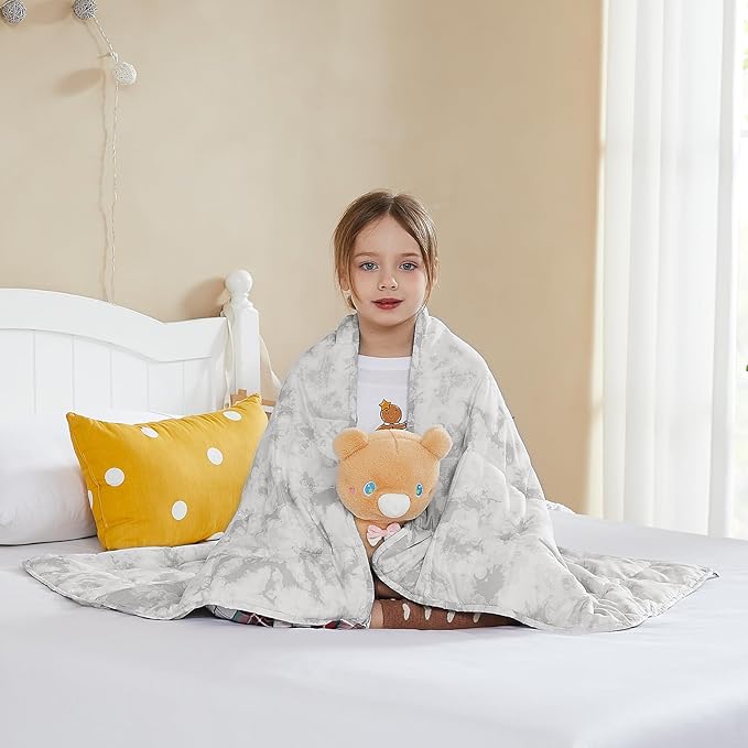 L'AGRATY Weighted Blanket - 40"x60" 7lbs Cooling Breathable Microfiber Material with Glass Beads Small Blanket for All-Season Summer Fall Winter Soft Thick