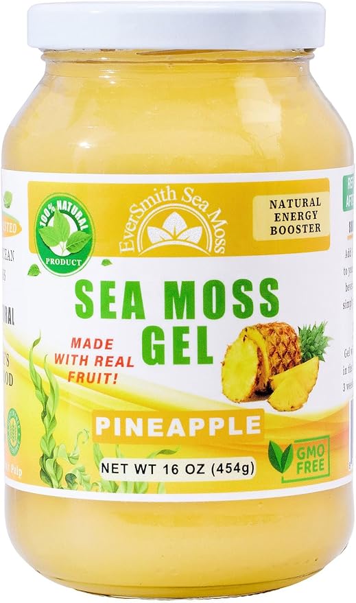 Wildcrafted Irish Sea Moss Gel | Made in USA | Rich in Vitamins & Minerals | Sea Moss Gel Raw | Nutritional Supplement | Pineapple (16 oz)