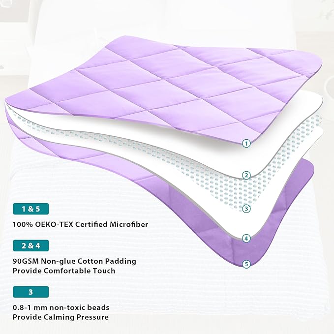 L'AGRATY Weighted Blanket - 60"x80", 15lbs Cooling Breathable Heavy Blanket with Glass Beads for Adult All-Season