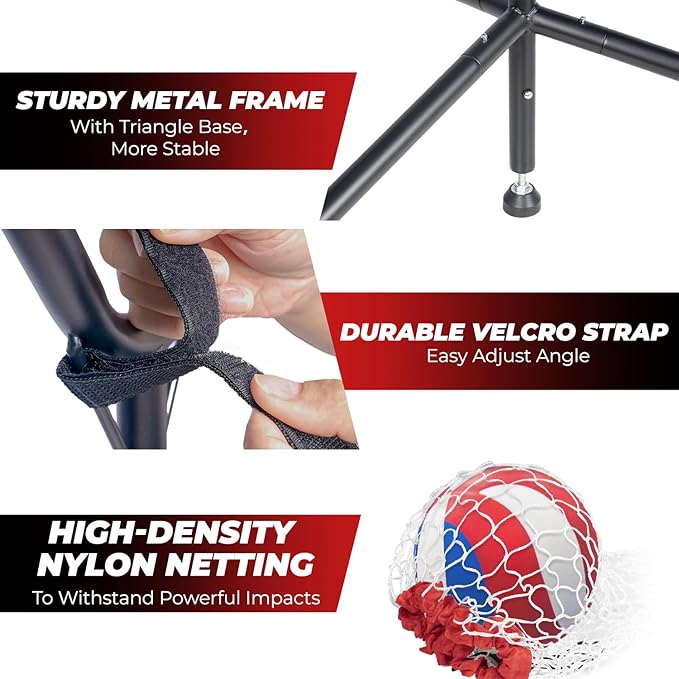 Volleyball Setter Training Net,Height & Angle Adjustable Volleyball Training Net with Metal Frame,Tripod Base for Indoor and Outdoor,Volleyball Training Equipment for Setting,Serving,Spiking