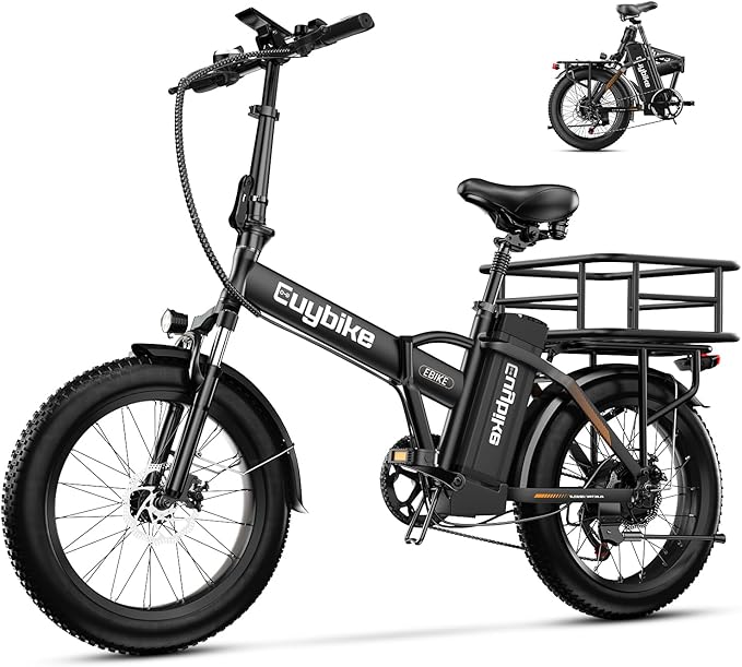Foldable Electric Bike for Adults, 30+MPH, 48V 20Ah Removable Lithium Battery up to 80Miles, 20" Fat Tire 1000W Peak Motor Dirt Ebike Adult Electric Bicycle for Commute Beach Mountain E Bike