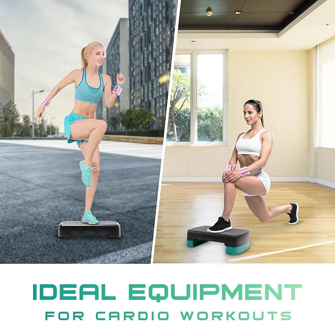 Yes4All 18.1" Aerobic Exercise Step Platform with 2 Risers, Adjustable Height Workout Stepper 3" 5.1" for Home Gym Step Up Exercise & Balance Training, Mulltiple Colors
