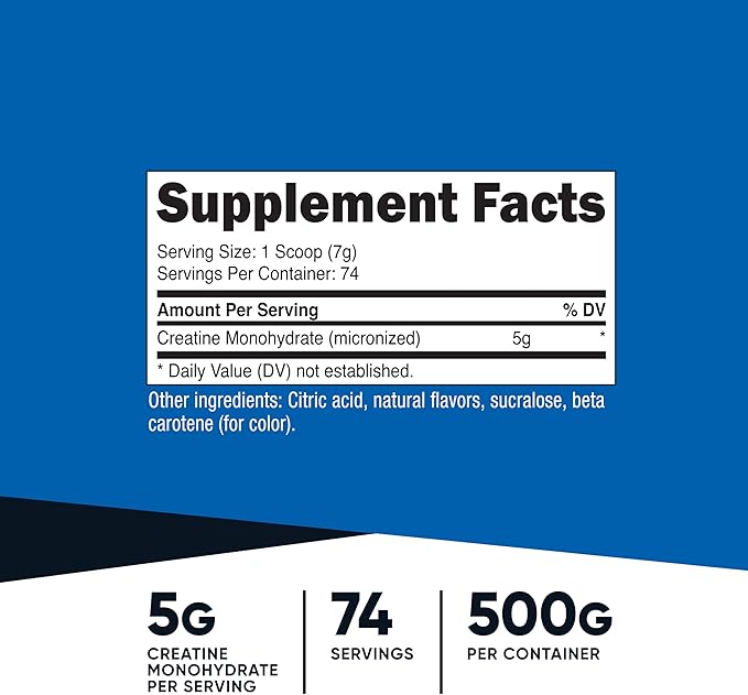 Nutricost Creatine Monohydrate Powder (Mandarin Orange, 500 Gram) - Micronized Creatine Supplement - Vegan, Non-GMO, Gluten Free