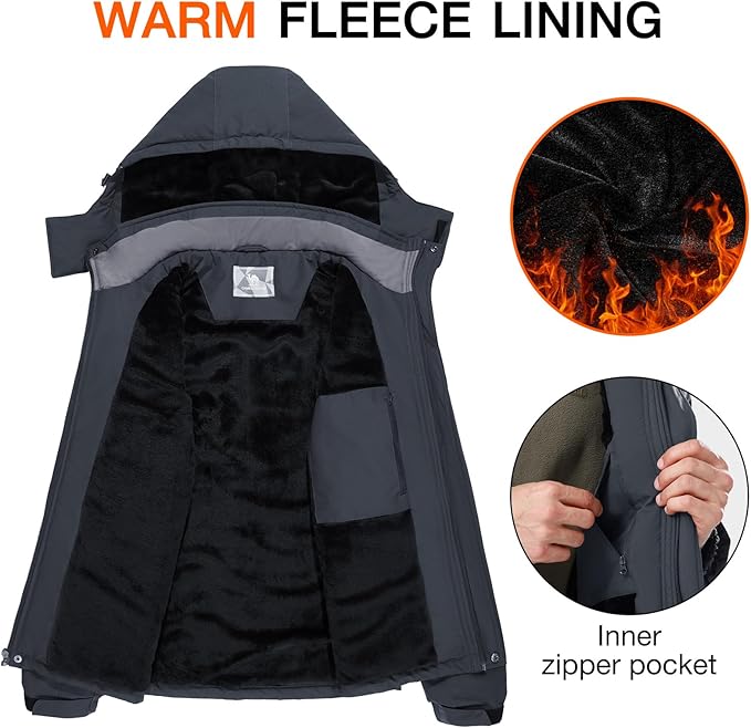 CAMEL CROWN Men's Mountain Ski Snow Jacket Waterproof Winter Coat Snowboarding Windbreaker Windproof Warm Hooded Snow Coat