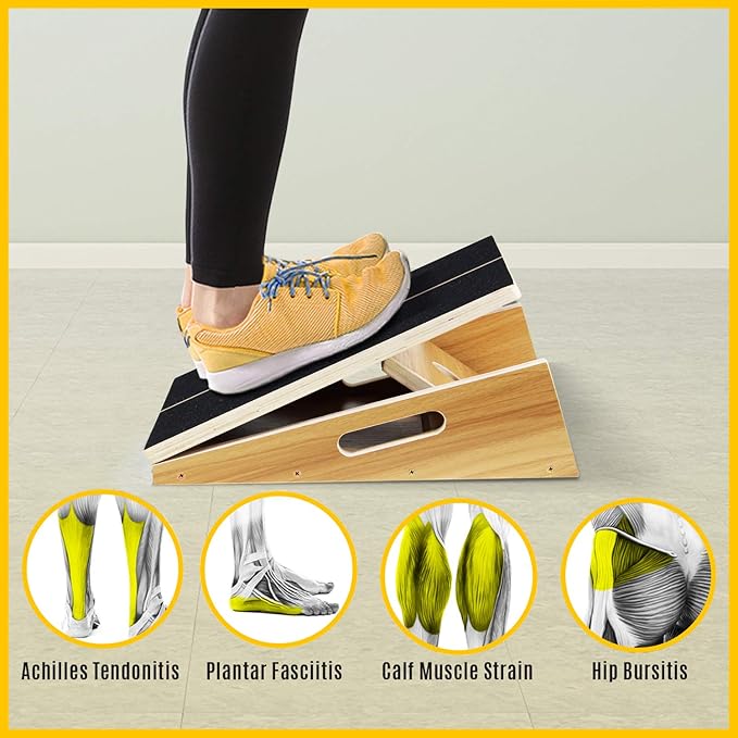 Yes4All Professional Incline Board, Slant Board Calf Stretching, Squat Wedge and Anti-Slip Surface, Portable Side Handle