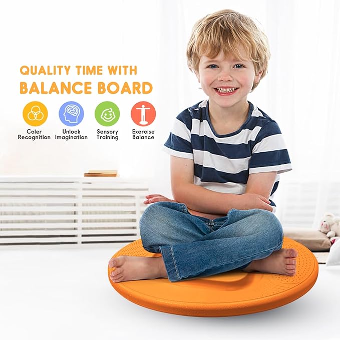 Balance Board for Kids with Maze - Plastic Wobble Board for Skiing Surfing Snowboard Training, Non-Slip Sensory Rocker Board for Toddlers 3-12, Core Strength Physical Therapy Equipment & Skateboard Balance Trainer