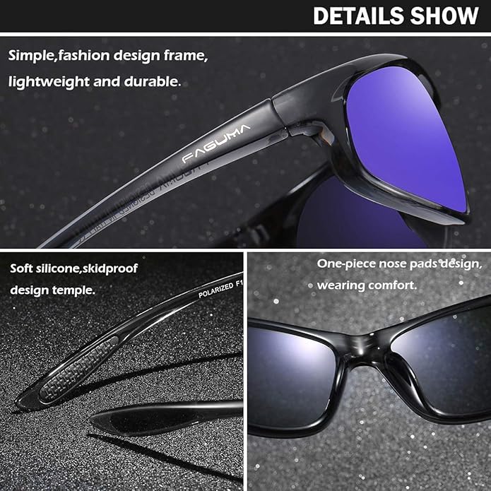 FAGUMA Polarized Sports Sunglasses For Men Cycling Driving Fishing UV400 Protection