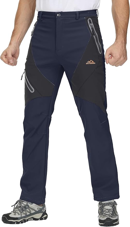 TACVASEN Men's Skiing Snow Pants Fleece Lined Waterproof Winter Insulated Hiking Pant for Outdoor Work Hunting Cargo