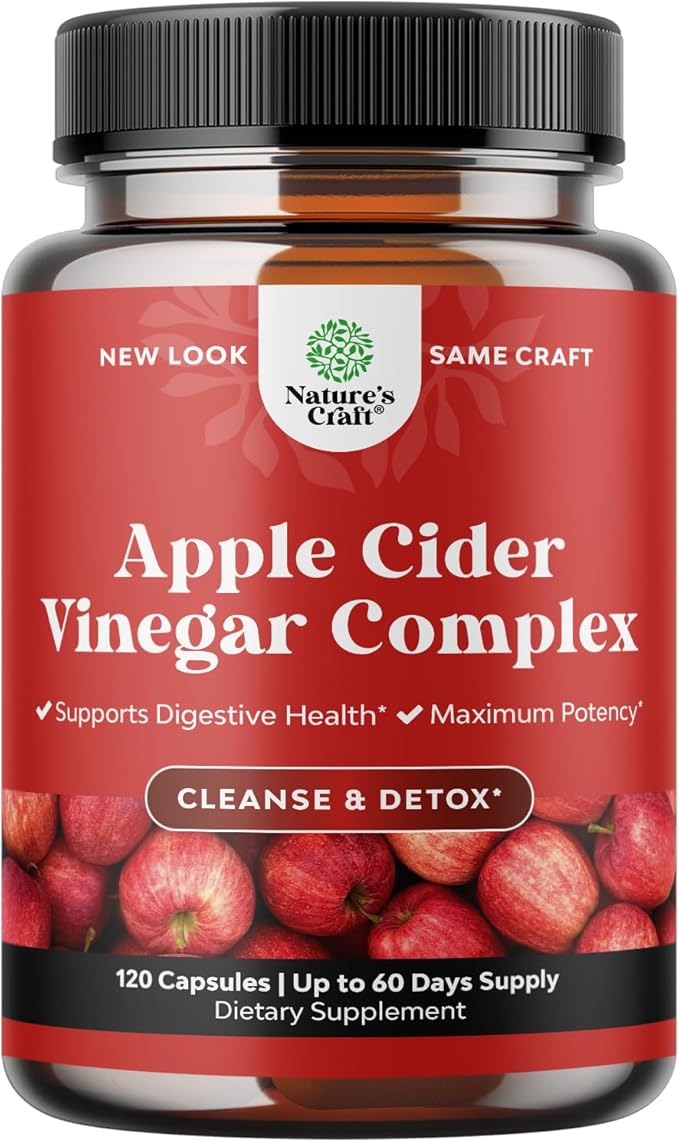 Cleansing Apple Cider Vinegar Capsules - ACV Cleanse and Detox Pills for Gut Digestive Health with Slimming Cayenne Extra Strength Full Body (60 Servings)