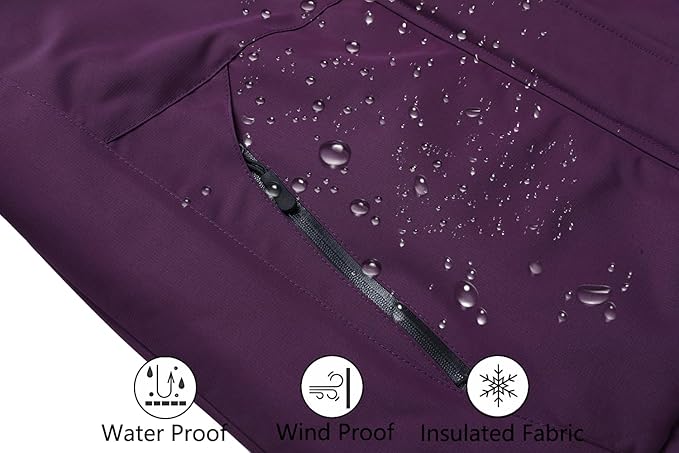 MOERDENG Women's Waterproof Ski Jacket Warm Winter Snow Coat Mountain Windbreaker Hooded Raincoat Jacket