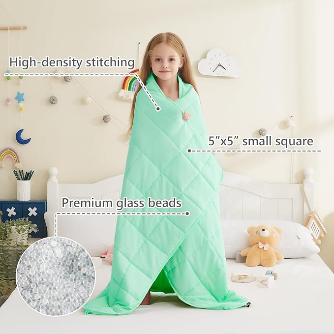 L'AGRATY Weighted Blanket - 40"x60" 10lbs Breathable Weighted Blanket Microfiber Material with Glass Beads