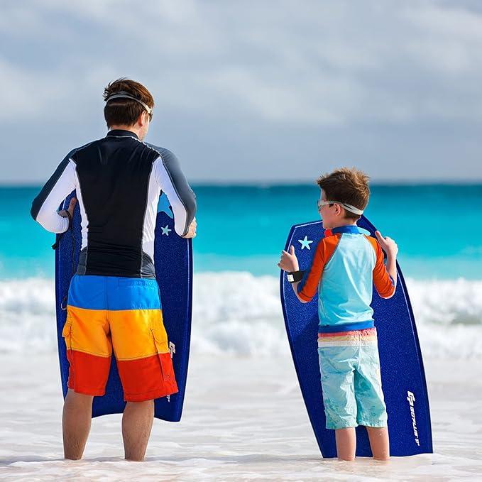 KOTEK 33/37/41 Inch Body Board with Wrist Leash, EPS Core, Dual Channel, HDPE Slick Bottom, Bodyboard for All Skill Levels & Wave Conditions