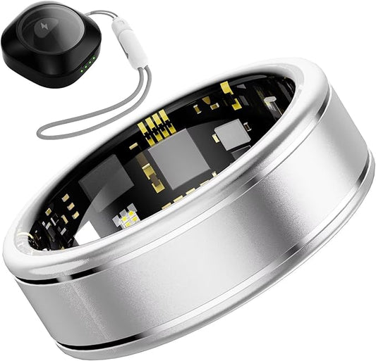 Smart Ring for Women – Fitness Tracker Ring with Heart Rate, SpO2, Blood Pressure, Sleep Monitoring, Step & Calorie Counter, No Subscription Fee, iOS & Android Compatible (Silver, 11)