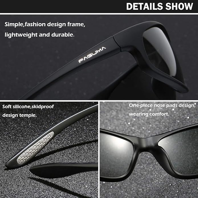 FAGUMA Polarized Sports Sunglasses For Men Cycling Driving Fishing UV400 Protection