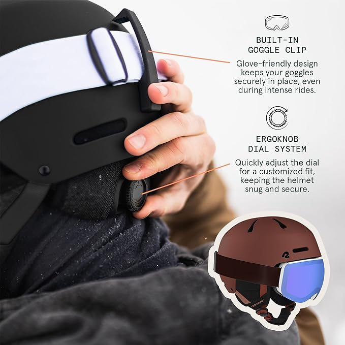 Retrospec Comstock Ski Helmet - Snowboard Helmet for Adults & Youth - Adjustable Fit Snow Helmet with Protective Shell and Breathable Vents for Men, Women, Boys & Girls