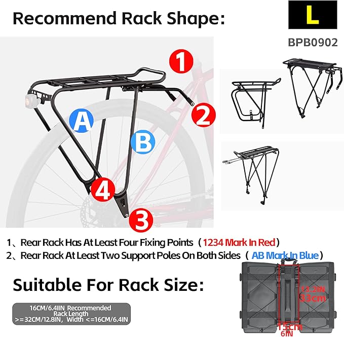 Rhinowalk Bike Pannier Bag for Bicycle Rear Rack Bag 22/40/50L Cycling Saddle Bag Luggage Storage Bag for Long Distance with Rain Cover