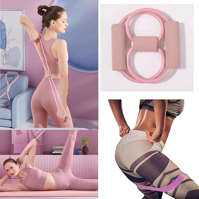 Pilates Set – Home Pilates Equipment for Women Kit with Magic Circle Pilates Ring and Ball Set, Resistance Bands & Massage Balls & Exercise Bands for Toning,Flexibility & Core Strength