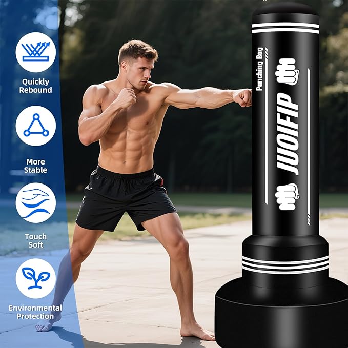 Freestanding Punching Bag with Stand, Men Standing Kickboxing Bag, Heavy Boxing for Adult Teens, Suitable for MMA Dummy Karate Home Gym Training Equipment (Excludes Gloves and Pumps)
