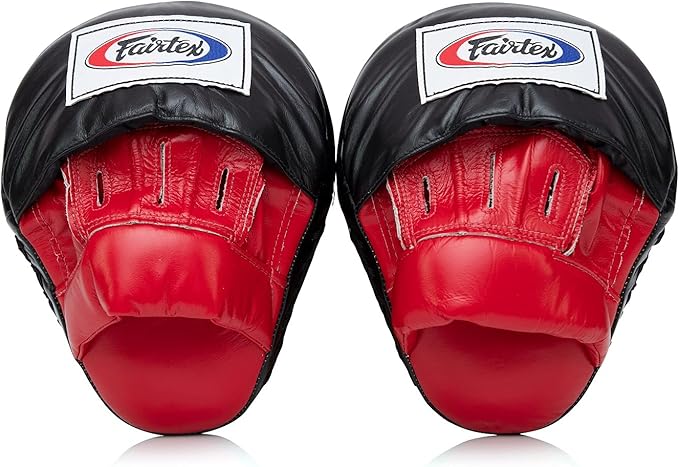 Fairtex FMV9 Contoured Focus Mitts |Striking Accuracy & Protection for Boxing, Muay Thai, Kickboxing |Ergonomic Design, Soft Padding, Secure Fit Leather