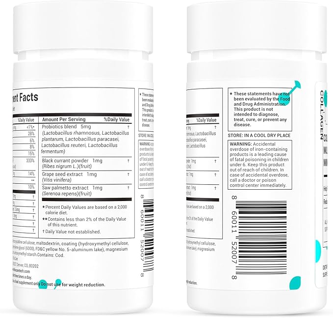 Collagen Peptides for Women, Beauty Vitamin & Mineral Supplement,Contains Vitamin D3, Probiotics for Women & Collagen Peptides,Vitamin E,Vitamin B Complex - Made in USA - 120 Tablets