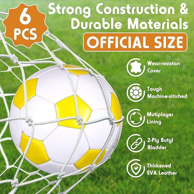 6 Pcs Operation Christmas Soccer Ball Bulk with Pump Needles, Size 3 4 5 Deflated Soccer Ball Gift for Youth Adult Game Training Practice Christian Charity Donation Supplies
