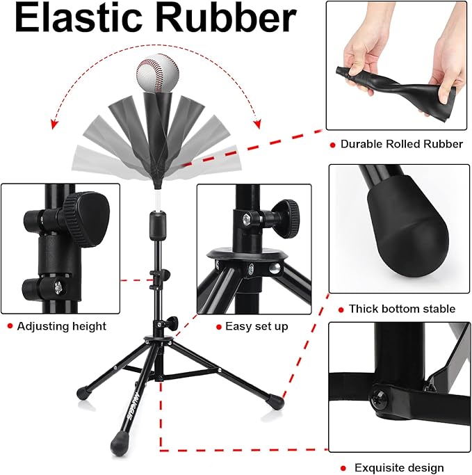 Baseball Tee Batting Tee Softball Tee Portable Travel Hitting Tee,Easy Adjustable Height,Stable Tripod Stand