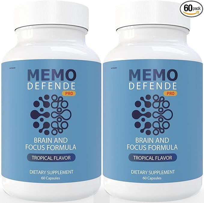 Memo Defende Pro Brain and Focus Formula, Tropical Flavor, 60 Capsules, Dietary Supplement with Vitamins and Minerals (2)